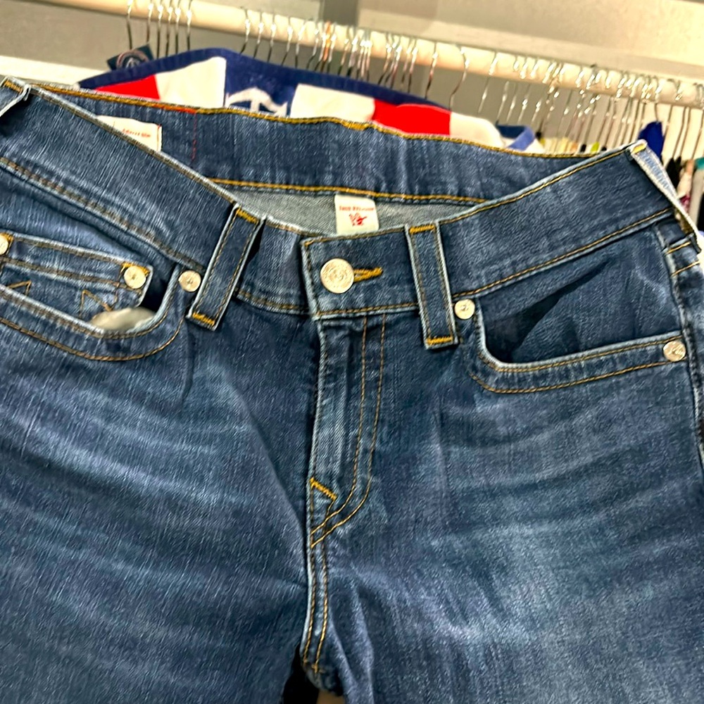 True Religion blue jeans for men relax slim stretch size 32 about 32 length